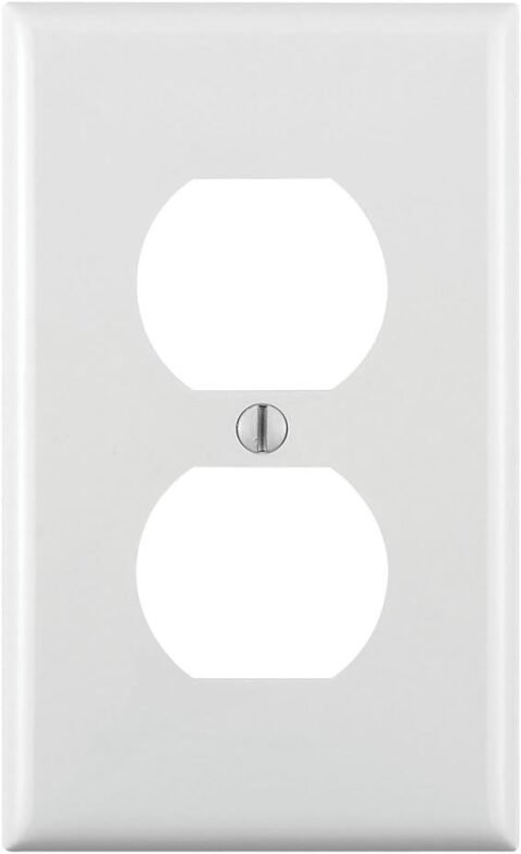 Leviton 1-Gang Duplex Device Receptacle Wallplate, Standard Size, Thermoplastic Nylon, Device Mount, 1 Pack, 80703-W, White