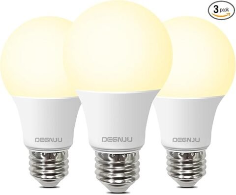 A19 LED Light Bulbs, 60 Watt Equivalent LED Bulbs, Soft White 2700K, 800 Lumens, E26 Standard Base, Non-Dimmable, 8W Warm White LED Bulbs for Bedroom Living Room, 3 Pack