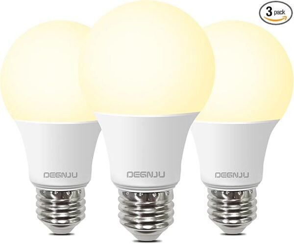 A19 LED Light Bulbs, 60 Watt Equivalent LED Bulbs, Soft White 2700K, 800 Lumens, E26 Standard Base, Non-Dimmable, 8W Warm White LED Bulbs for Bedroom Living Room, 3 Pack