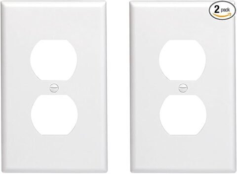 Outlet Covers Wall Plates -Duplex Outlet Covers, 1-Gang Standard Size Wall Plate for Outlets, Duplex Receptacle Wall Plate,Unbreakable Polycarbonate Thermoplastic,UL Listed (2-Pack,White)