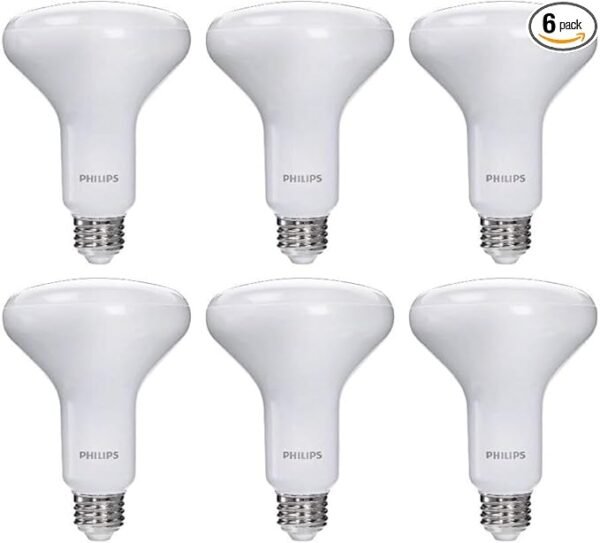 PHILIPS LED 65W BR30 6-Pack Ultra Definition Soft White (2200K) 650 Lumen (7.5W = 65W) Dimmable Flicker-Free Light Bulbs