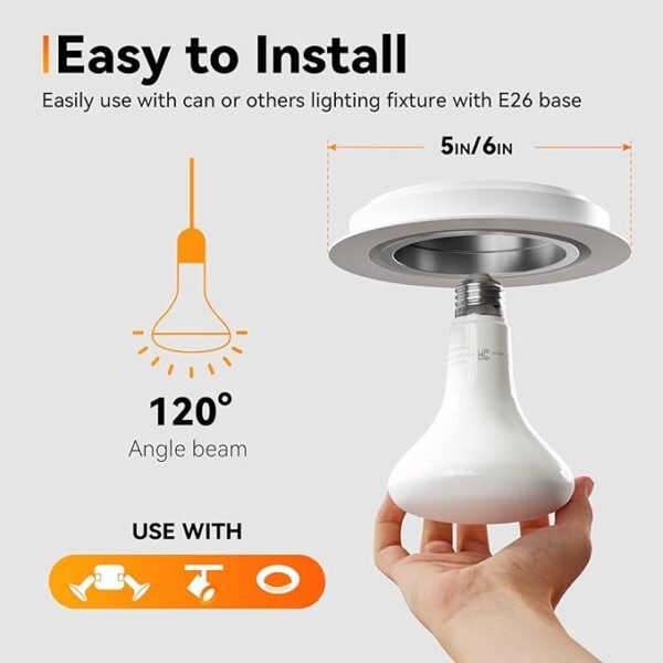 TJOY 12 Pack BR30 Led Bulb 65W Equivalent, Dimmable Flood Light Bulbs Indoor, E26 Base, 3000K Warm White, 9W, 800 LM, Recessed Lighting Bulbs for Ceiling, Recessed Can, Living Room and Kitchen - Image 4