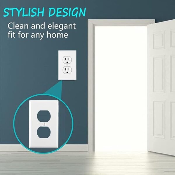 Outlet Covers Wall Plates -Duplex Outlet Covers, 1-Gang Standard Size Wall Plate for Outlets, Duplex Receptacle Wall Plate,Unbreakable Polycarbonate Thermoplastic,UL Listed (2-Pack,White) - Image 7
