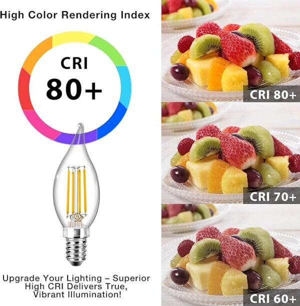 DAYBETTER E12 LED Bulb Dimmable, Chandelier Light Bulbs, Candelabra Light Bulbs 60 Watt Equivalent, 2700K Soft Warm White, 5.5W 600LM, Flame Tip Vintage Flame Light Bulb, 12 Pack - Image 5
