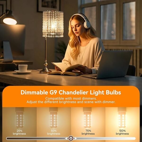 TJOY 12 Pack Dimmable G9 LED Bulb 4W Equivalent 40 Watt, 2700K Soft Warm White, T4 G9 Bi-pin Base Halogen Replacement, G 9 Socket Light Bulb for Chandelier Wall Sconce, 120V No Flicker, 450LM - Image 2