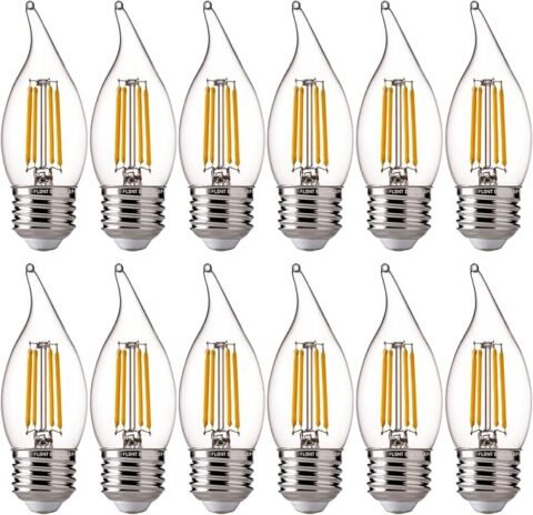 FLSNT 60 Watts Equivalent LED Chandelier Light Bulbs, Dimmable CA11 LED E26 Base Candelabra Bulbs, 2700K Soft White, 12 Pack UL,CA65 Listed.