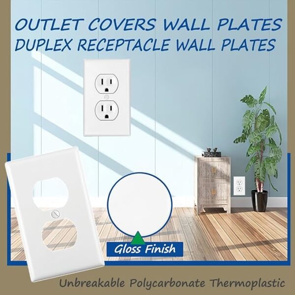Outlet Covers Wall Plates -Duplex Outlet Covers, 1-Gang Standard Size Wall Plate for Outlets, Duplex Receptacle Wall Plate,Unbreakable Polycarbonate Thermoplastic,UL Listed (2-Pack,White) - Image 4