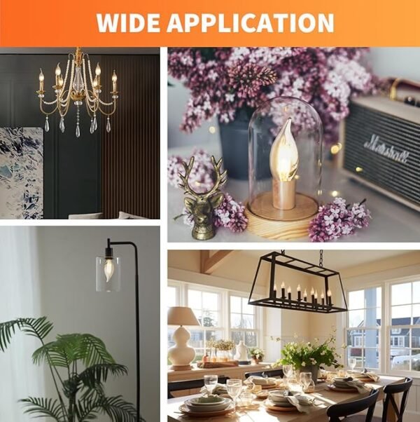 ALAMPEVER E26 LED Bulb 60W,Chandelier Light Bulbs 2700K Soft White,CA11 Candelabra LED Bulbs,450LM (12) - Image 7