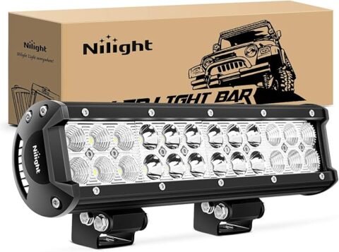 Nilight - NI06A-72W 12Inch 72W Spot Flood Combo Led Light Bar Off Road Lights Boat Lights Fog Light Driving Lights LED Work Light for Trucks, 2 Years Warranty, White