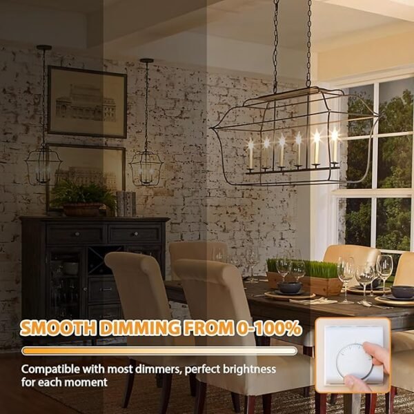 Dimmable E12 Candelabra LED Light Bulbs 40W Equivalent, 2700K Soft Warm White Chandelier Light Bulbs, 4W 460 LM Flame Tip Candle Light Bulbs, 12-Pack - Image 3