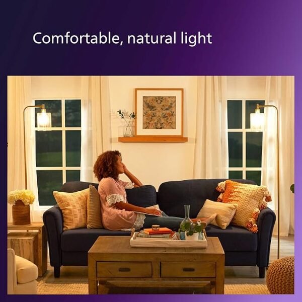 Philips LED 60W A19 4-Pack Ultra Definition Daylight (5000K) 800 Lumen (8W = 60W) Dimmable Frosted Flicker-Free Light Bulbs - Image 6