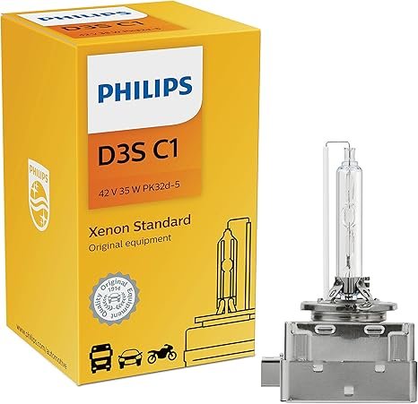 Philips Automotive Lighting D3S Authentic Xenon HID Headlight Bulb with 4200K Intense White Light, Fits Select High Beam and Low Beam Positions, 1 Pack