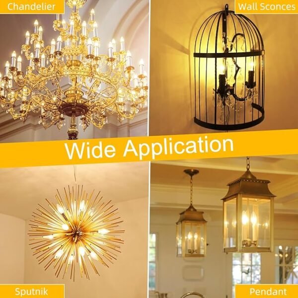 E12 Candelabra Bulb 40 watt Equivalent, E12 LED Bulb Dimmable Chandelier Light Bulbs, B10 Candle Light Bulbs 2700K Soft White, 90+CRI, 400LM, Cear Glass, 12 Pack - Image 7