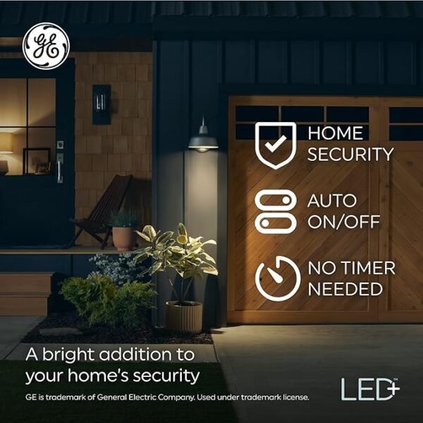 GE LED+ Dusk to Dawn A21 LED Light Bulb, Automatic On/Off Outdoor Light, 13W, Daylight (3 Pack) - Image 5