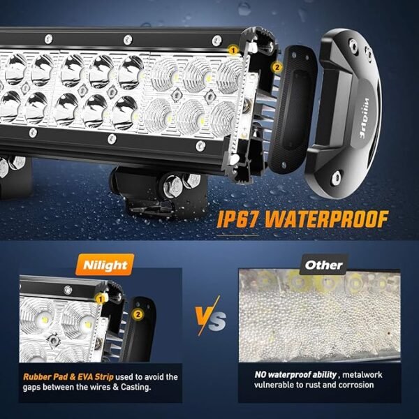 Nilight - NI06A-72W 12Inch 72W Spot Flood Combo Led Light Bar Off Road Lights Boat Lights Fog Light Driving Lights LED Work Light for Trucks, 2 Years Warranty, White - Image 4
