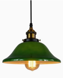 American Retro Industrial Pendant Lamp - Emerald Green Glass Art Light for Coffee Shop & Bar (E27 Bulb)