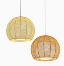 Luxury E27 Wooden LED Hand-Woven Rattan Wicker Pendant Light