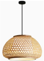 Bamboo Handcraft Woven Chandelier Art Gallery Decor Dining Room Rattan Pendant Light with Edison E27 Bulb